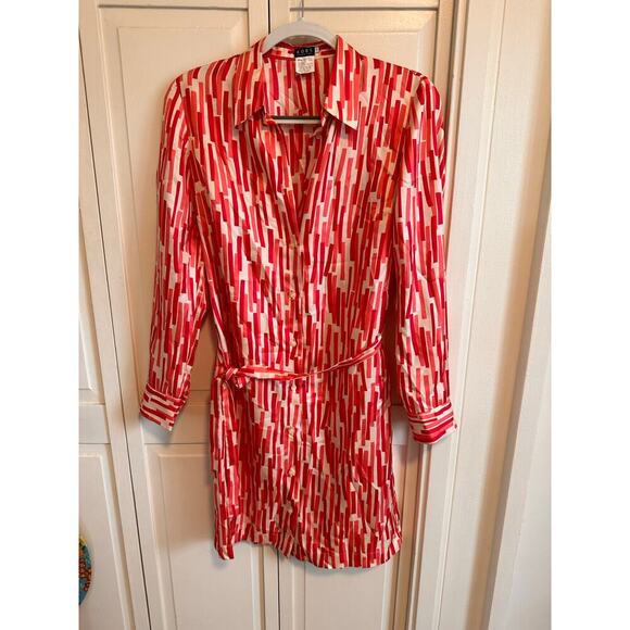 Vintage KORS Michael Kors Silk Striped Shirt Dress Size 6 - Picture 1 of 4